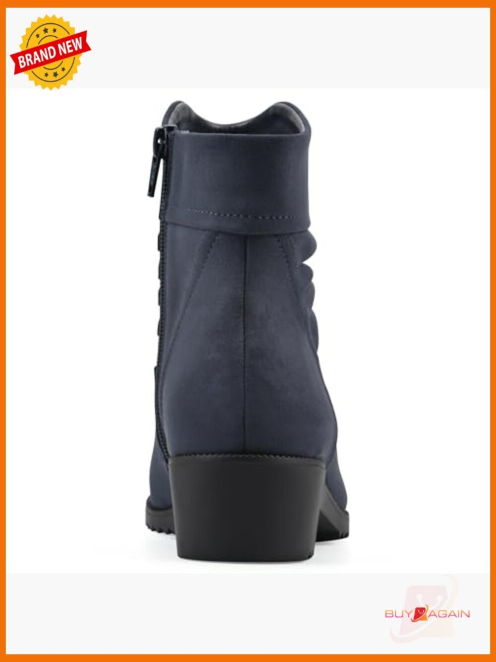 Cushioned Ankle Booties with Ruched Detail - Zip Closure - Picture 5 of 7